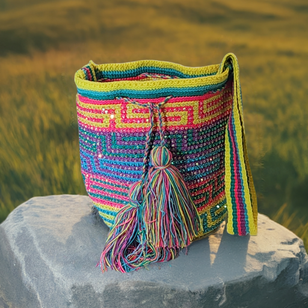Lennon Medium Handmade Wayuu Mochila Bag With Crystals - a perfect gift for her