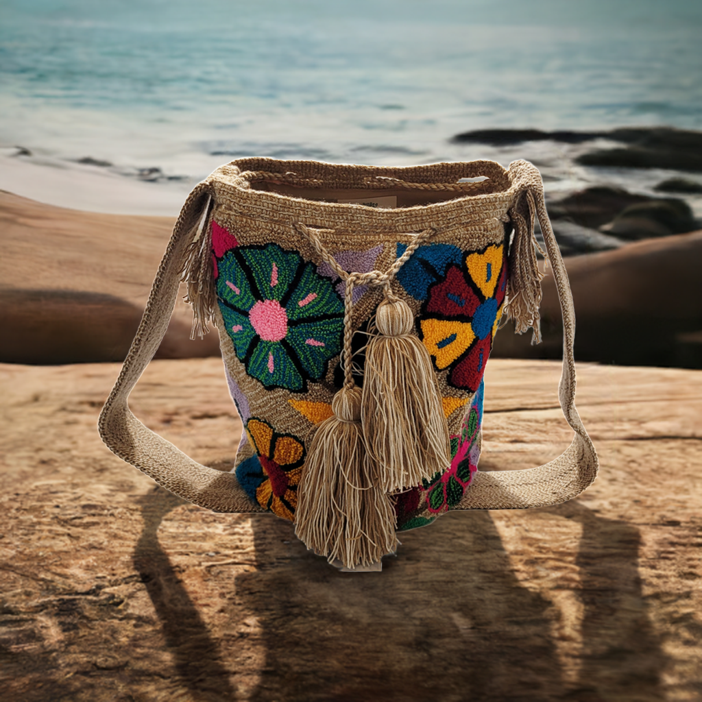 Alice Large Handmade Punch-needle Wayuu Mochila Bag - Wuitusu