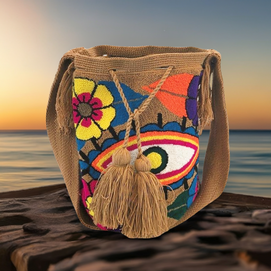 Lucia Large Handmade Punch-needle Wayuu Mochila Bag - Wuitusu