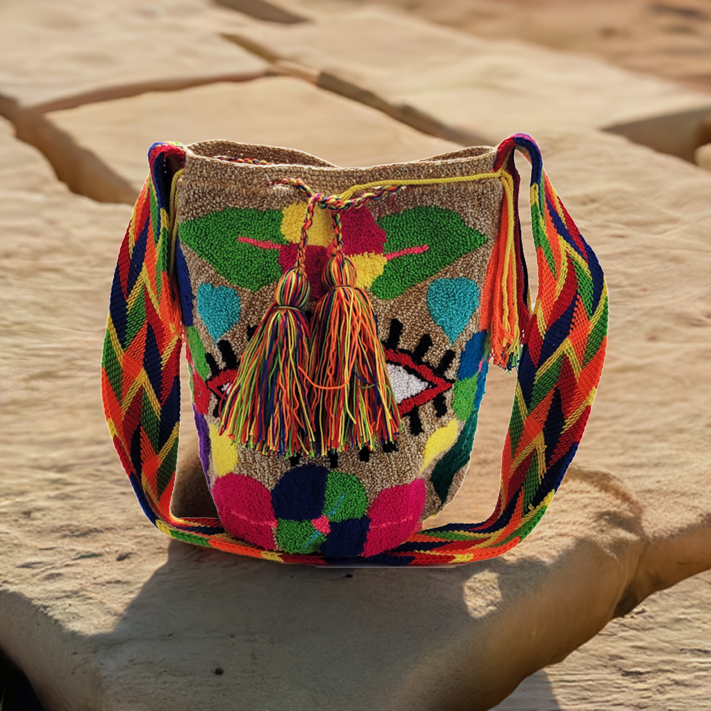 Gabriella Large Handmade Punch-needle Wayuu Mochila Bag - Wuitusu