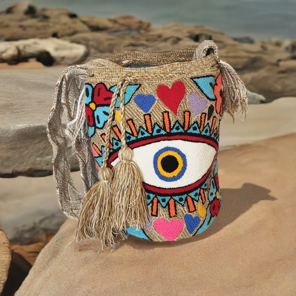 Frankie Large Handmade Punch Needle Wayuu Mochila Bag - Wuitusu