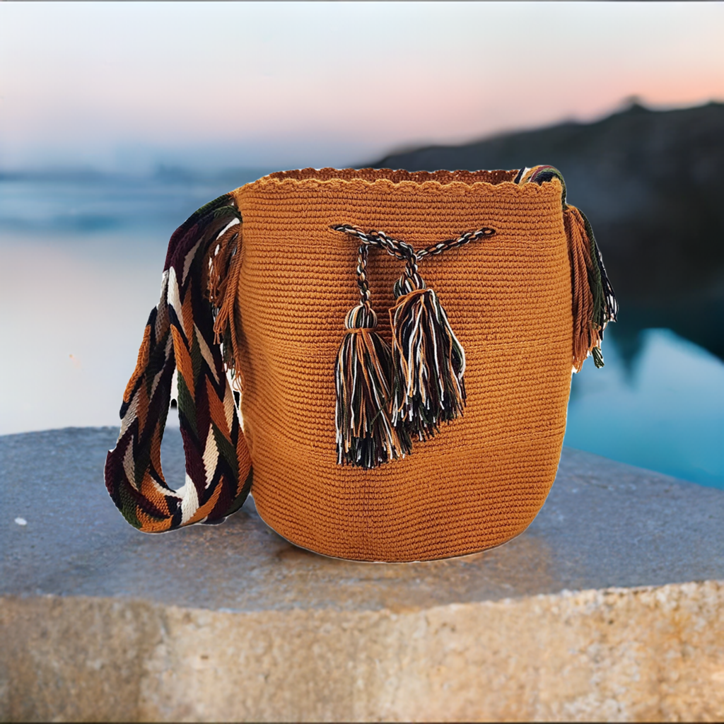 halle unicolor large handmade wayuu mochila bag