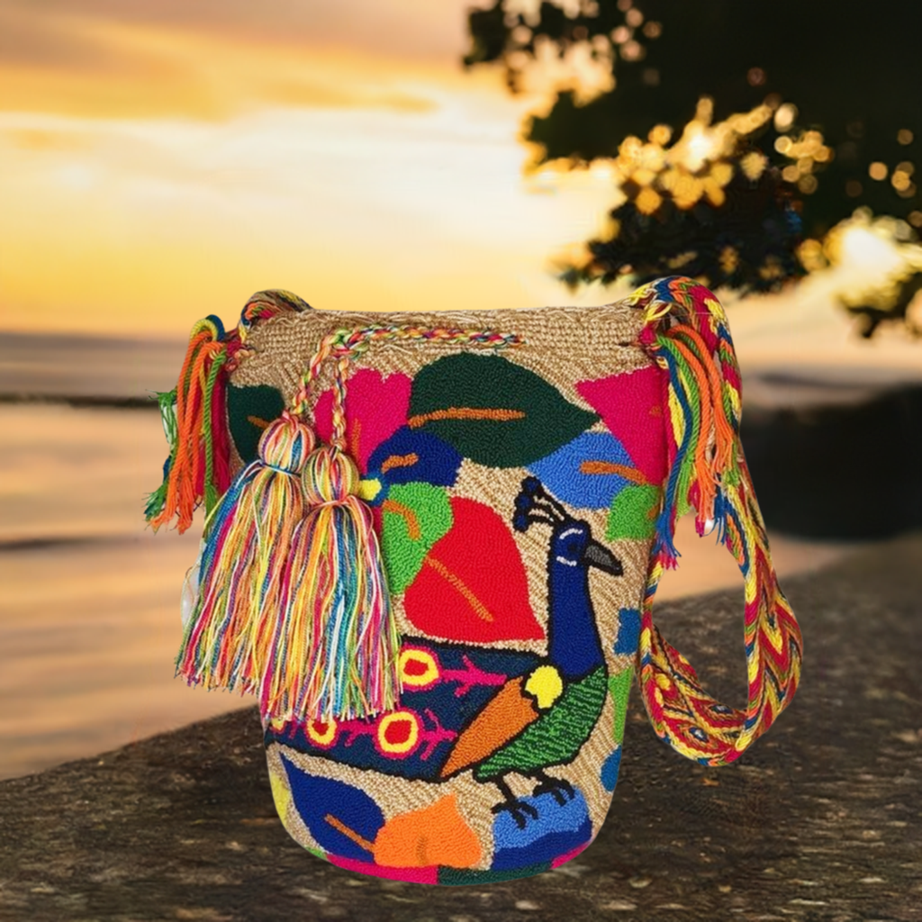 Bottom view Adalynn Large Handmade Punch-needle Wayuu Mochila Bag - a perfect gift for her