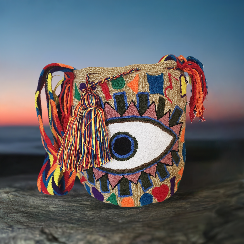 Reina Large Handmade Punch Needle Wayuu Mochila Bag - Wuitusu