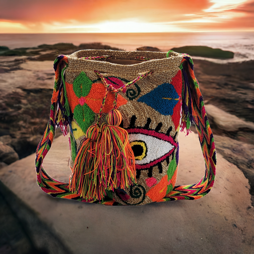 Valentina Large Handmade Punch-needle Wayuu Mochila Bag - Wuitusu