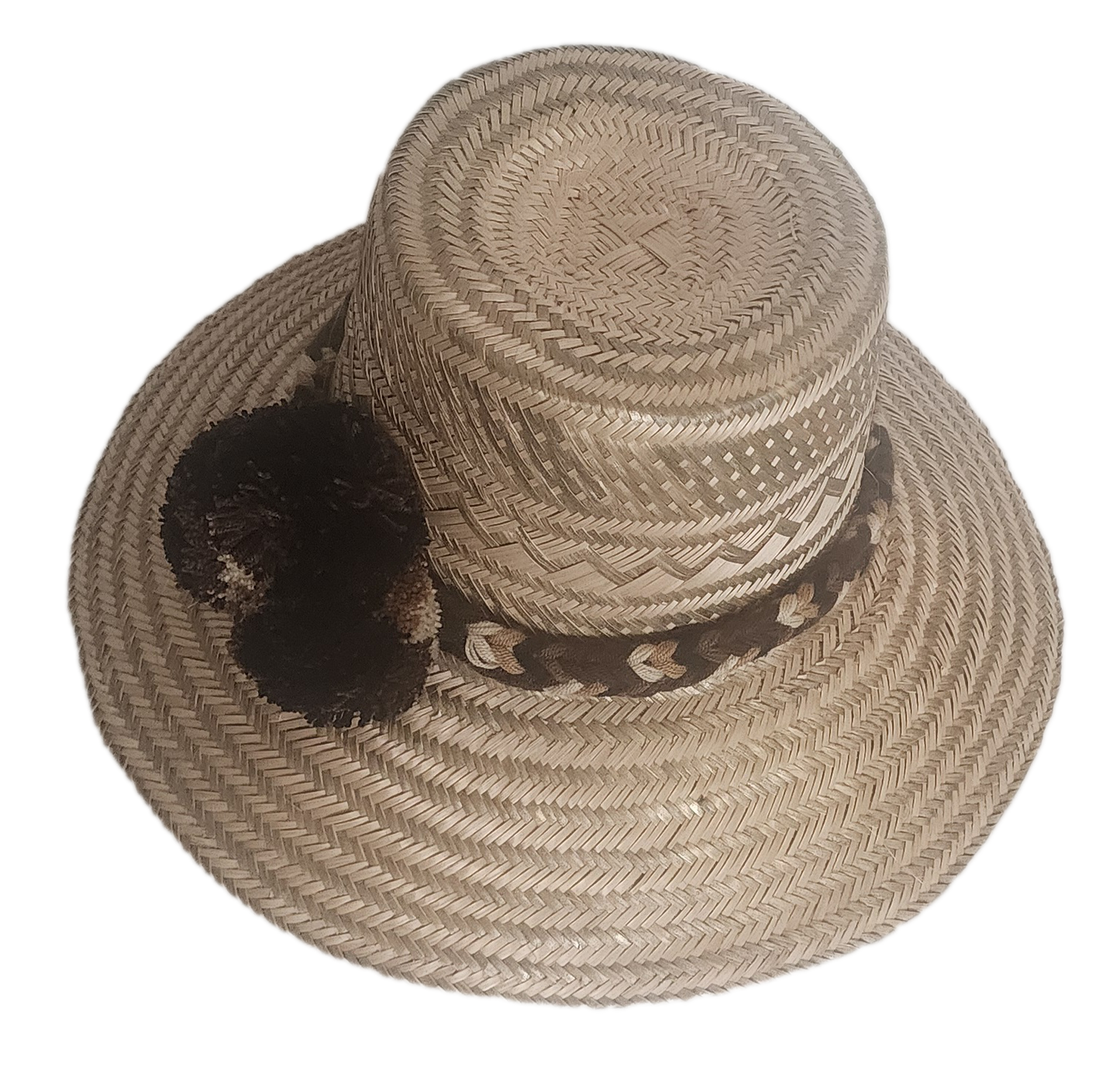 Elegant handmade straw hat in Boho Style with natural weave and cultural accents