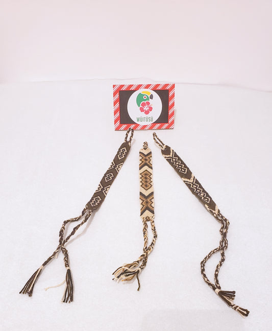 Pack of Three Brown Wayuu Handmade Bracelets