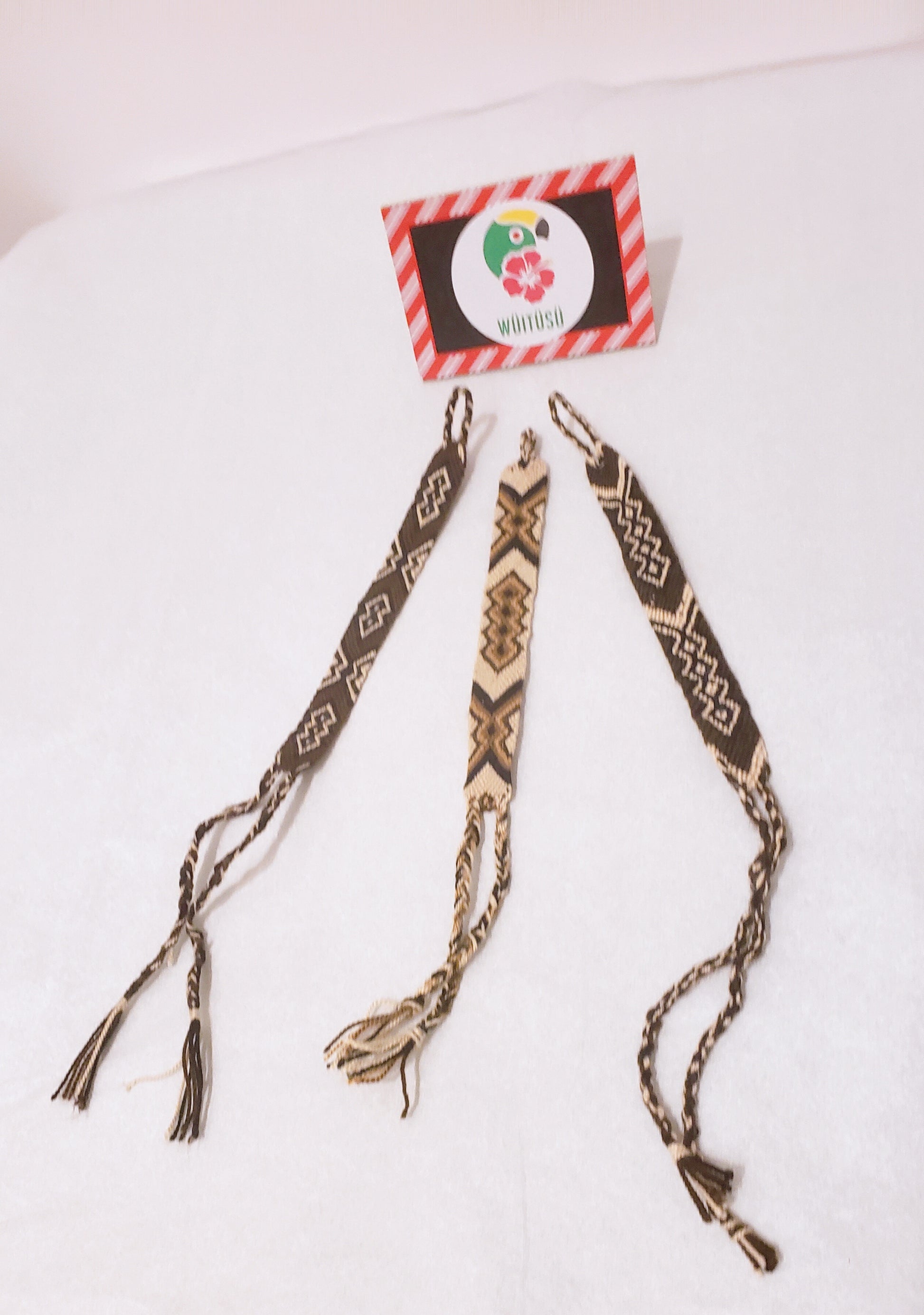 3 Pack of Three Brown Wayuu Handmade Bracelets - Wuitusu