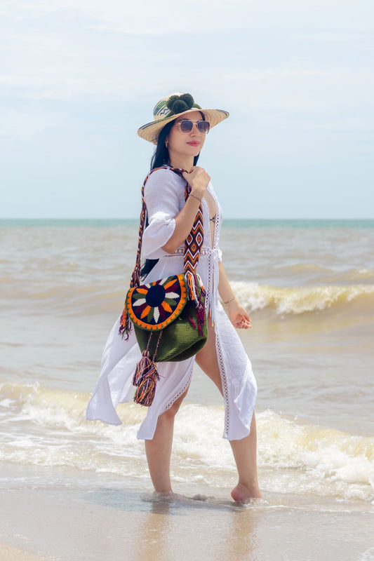 Embrace the Vibrant Beach Vibes: Take Your Colorful Crochet Wayuu Bag on a Beach Adventure