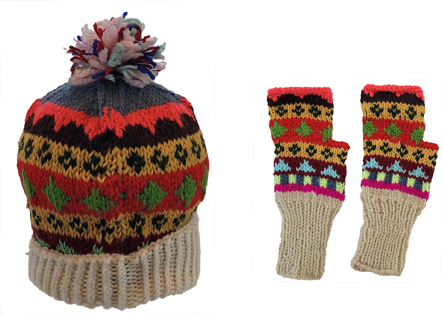 2 Maryam Crochet Beanie and Glove Set - Wuitusu