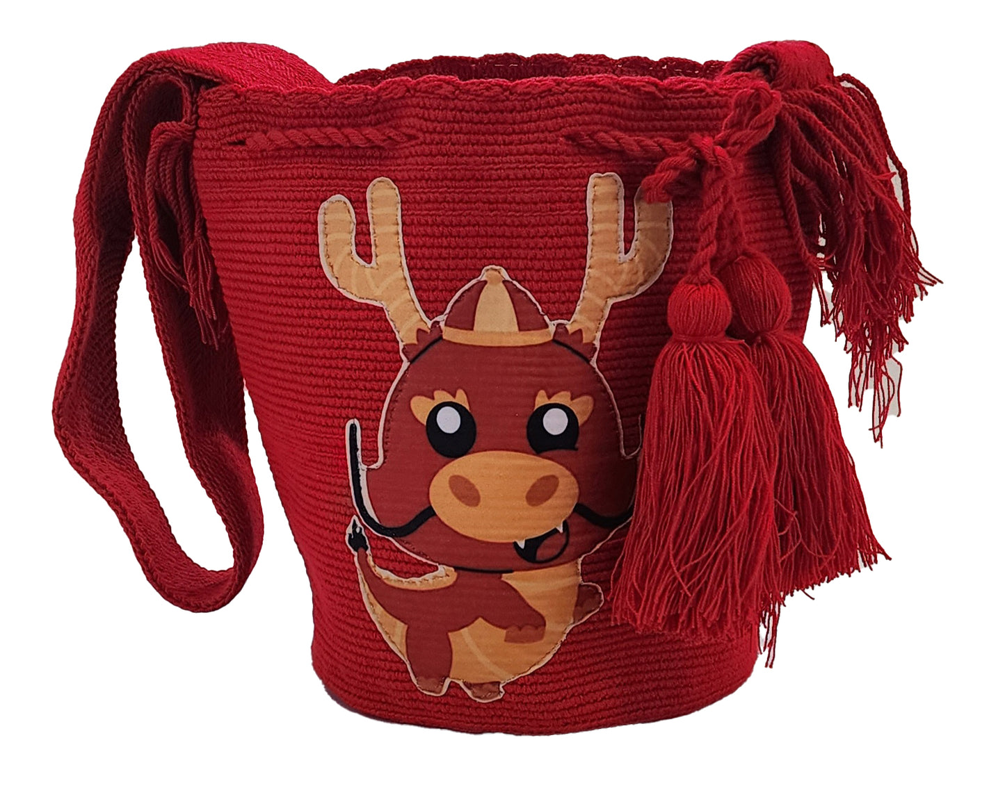 Livia Large Wayuu Bag with Applique Year of the Dragon front