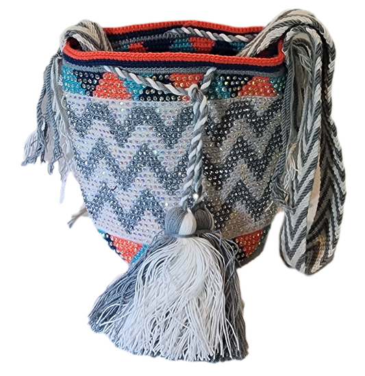 Saylor Medium Handmade Wayuu Mochila Bag With Crystals