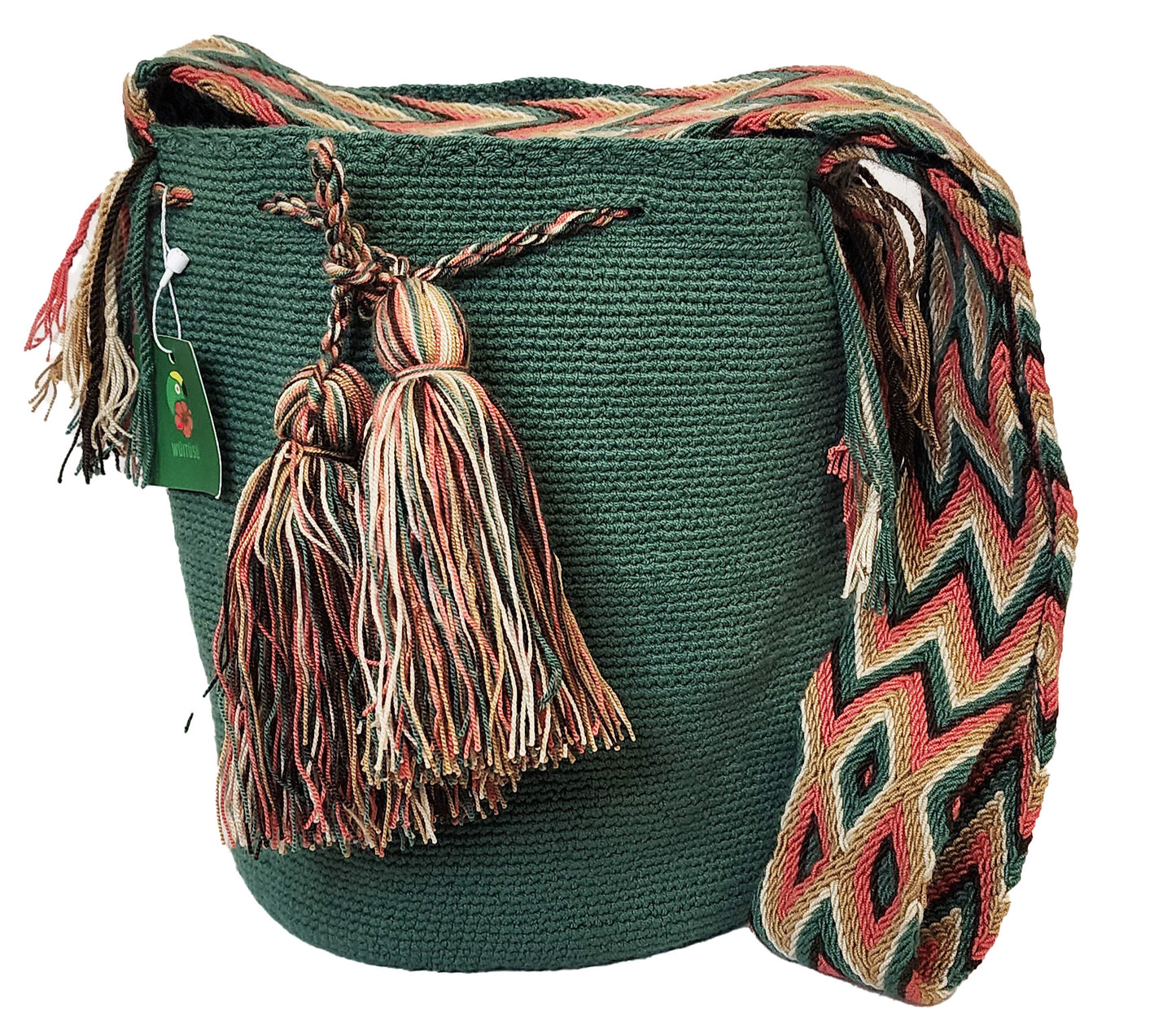Skyler Unicolor Large Handmade Wayuu Mochila Bag - Wuitusu-front