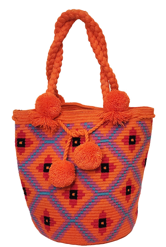 Scout Large Crochet  Handmade Wayuu Mochila Bag With Short Handle