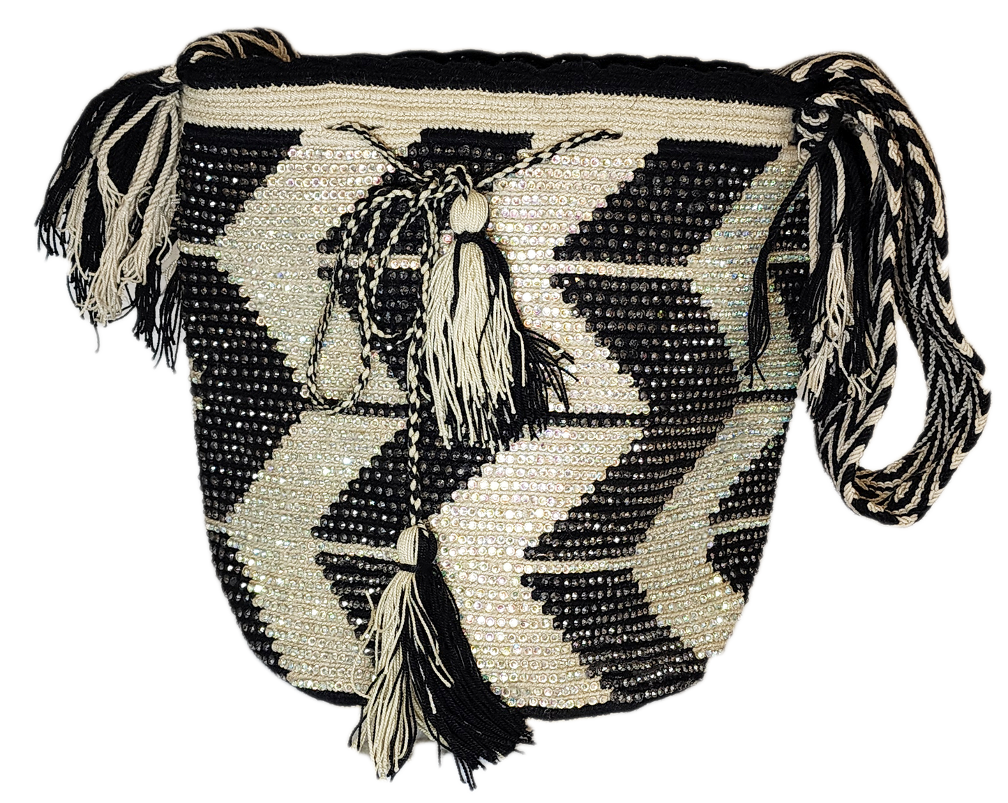 Ximena Handmade Crochet Wayuu Mochila Bag with Crystals - a perfect gift for her