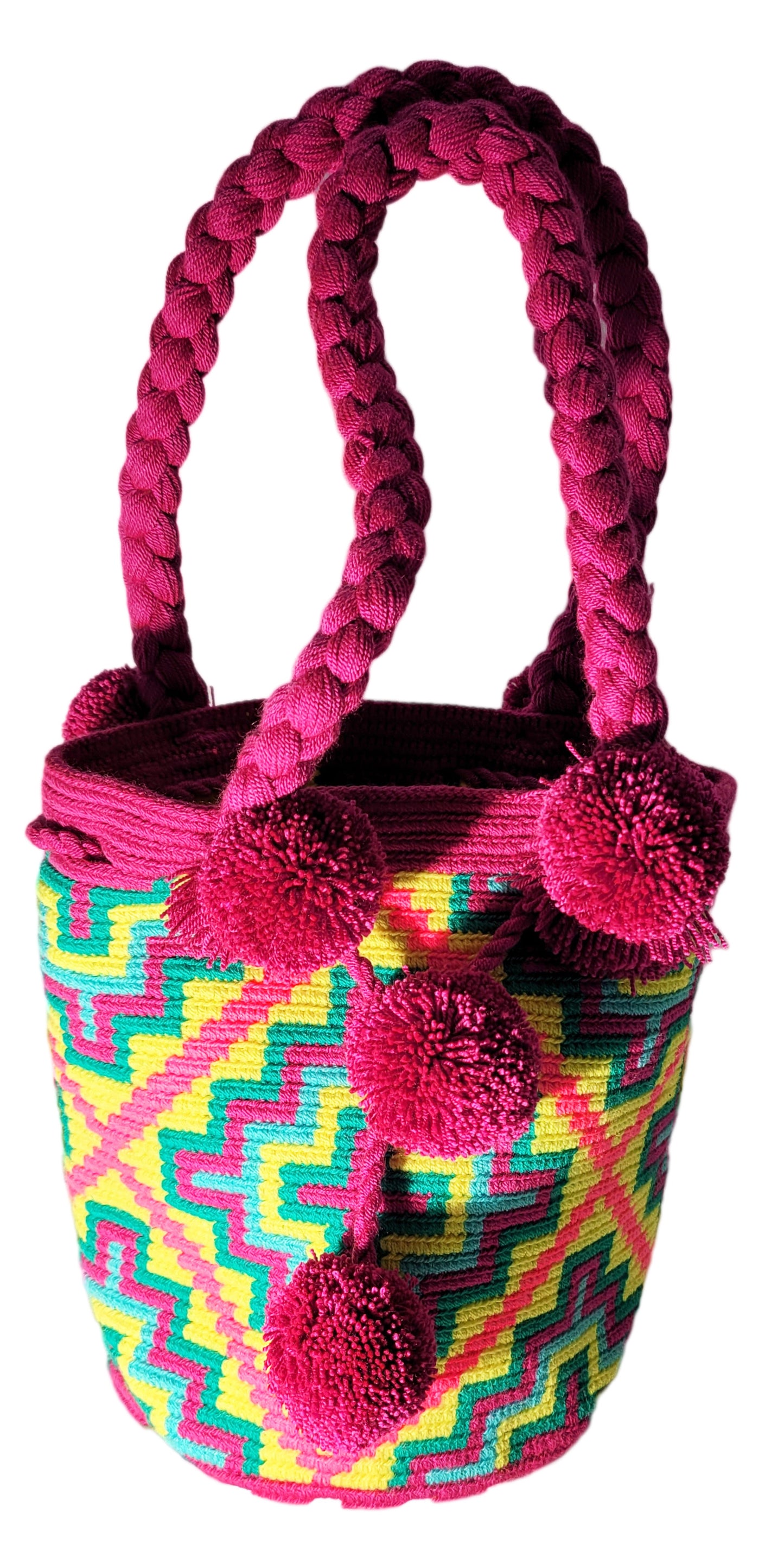 Zoe Medium Short Handle Design PomPom Mochila front