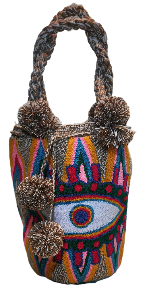 Diana Large Short Handle Design PomPom Mochila