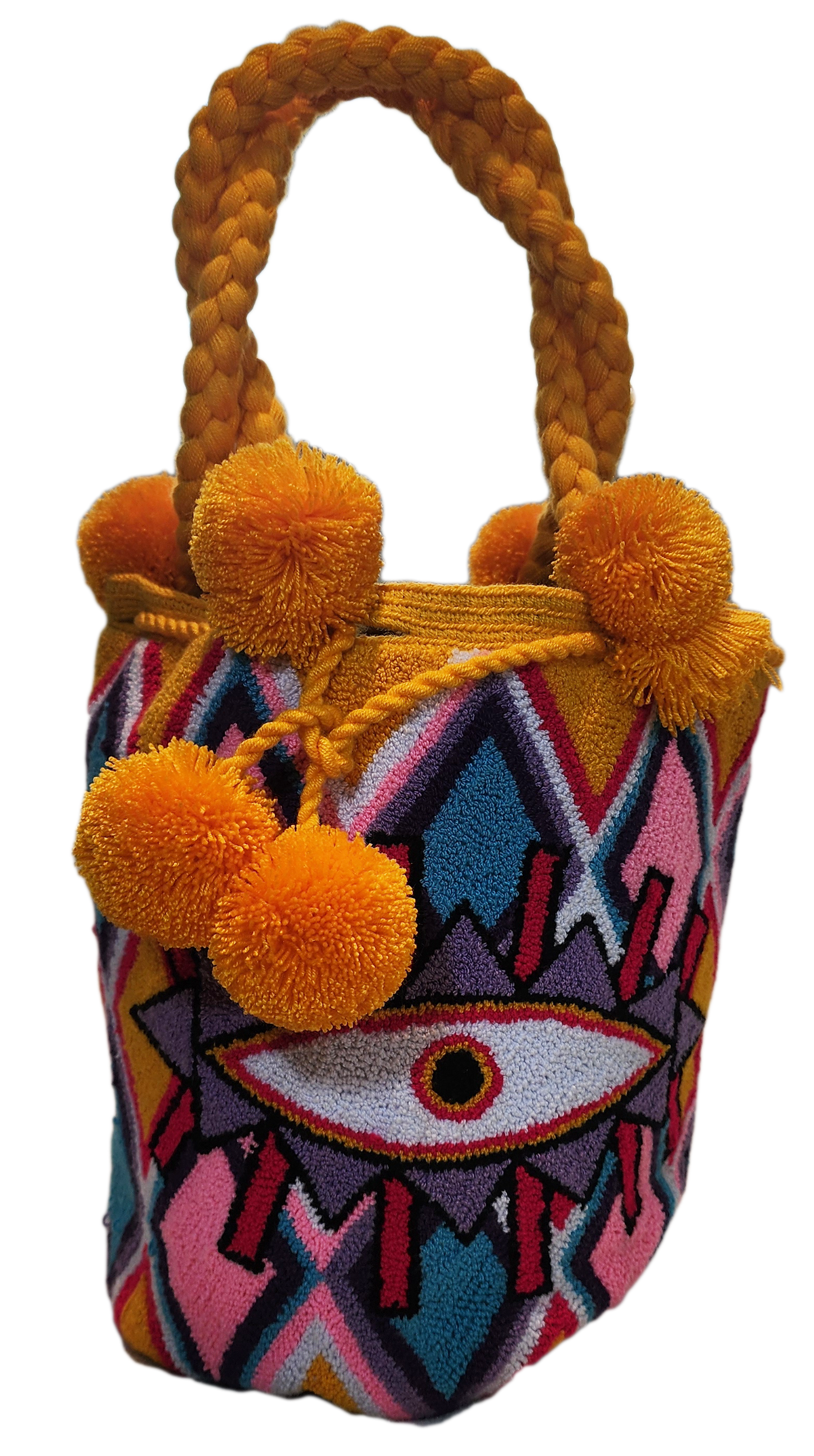 Nyla Large Short Handle Design PomPom Mochila - a perfect gift for her