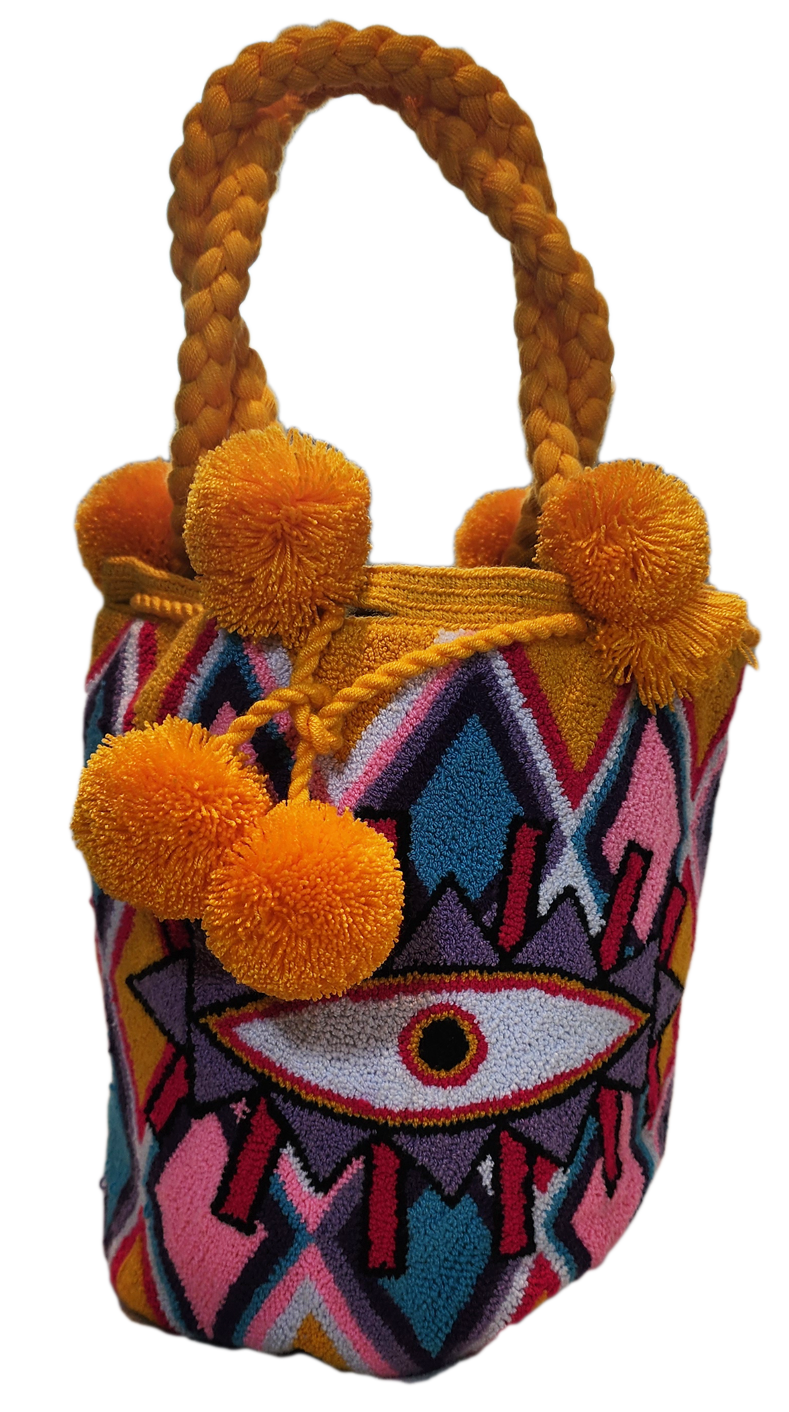 Nyla Large Short Handle Design PomPom Mochila - a perfect gift for her