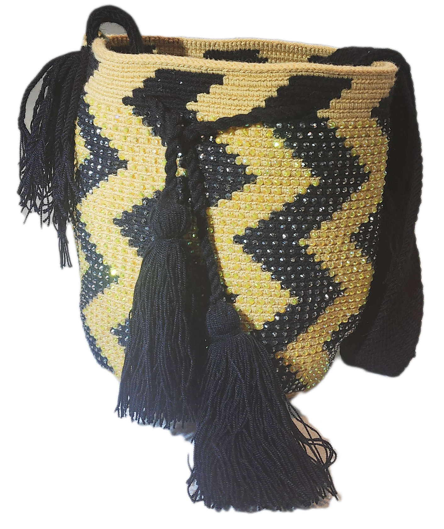 Maggie Medium Handmade Wayuu Mochila Bag With Crystals - a perfect gift for her