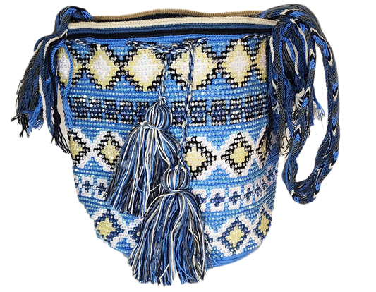 Iris Handmade Crochet Wayuu Mochila Bag with Crystals