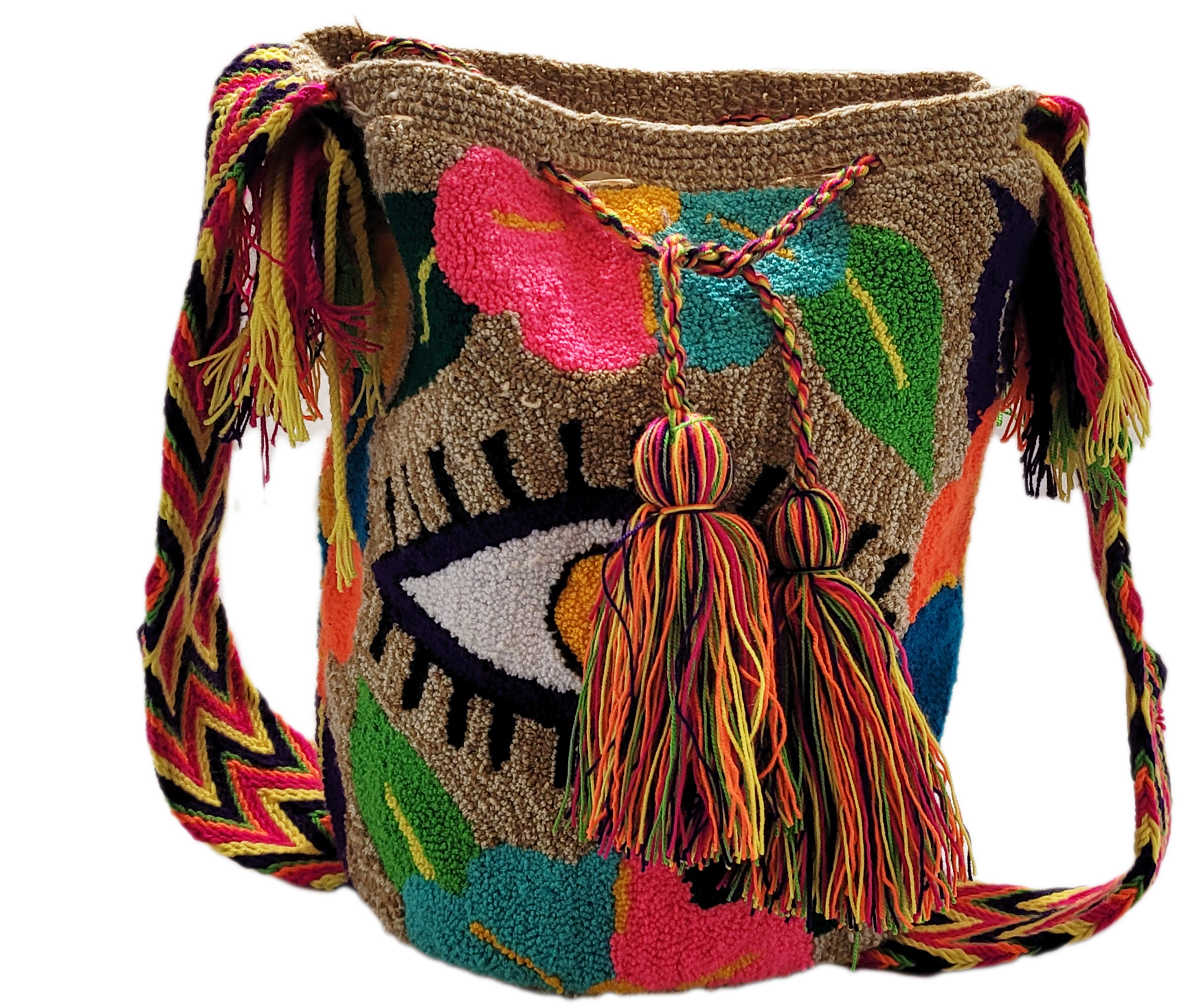 Caroline Large Handmade Punch-needle Wayuu Mochila Bag - a perfect gift for her