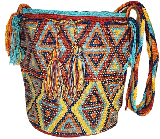 Arianna Handmade Crochet Wayuu Mochila Bag with Crystals