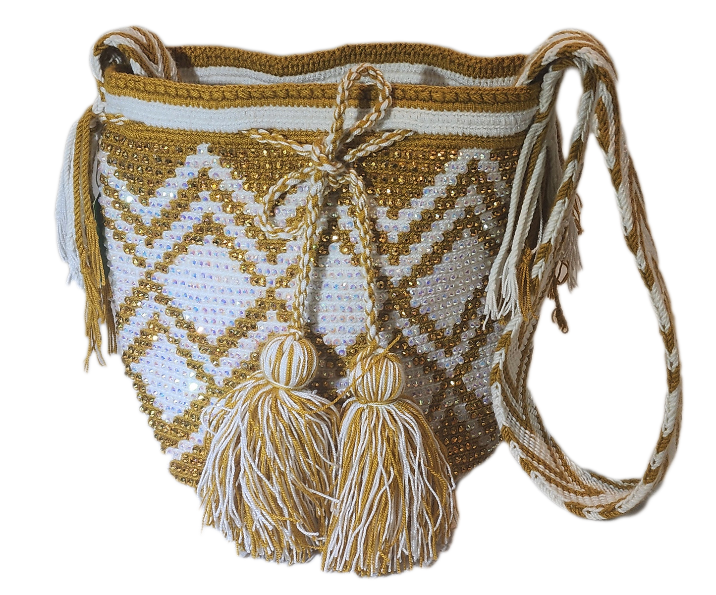 Fiona Medium Handmade Wayuu Mochila Bag With Crystals - a perfect gift for her