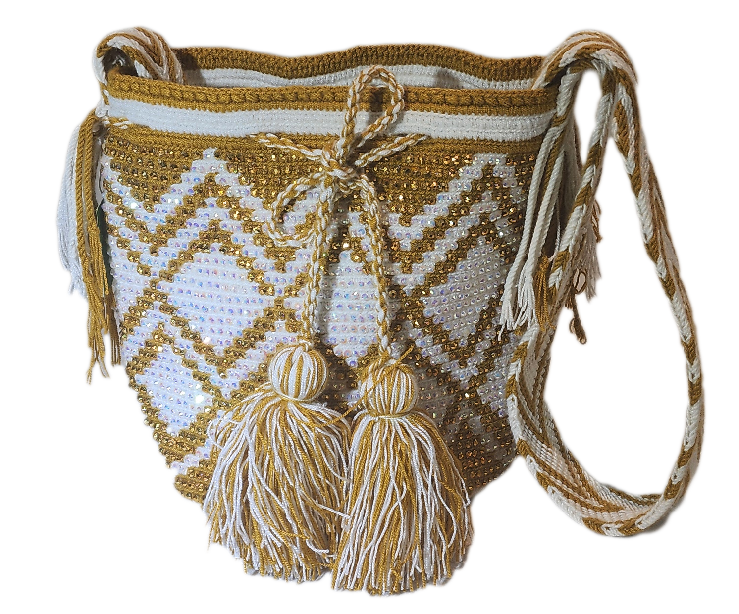 Fiona Medium Handmade Wayuu Mochila Bag With Crystals - a perfect gift for her