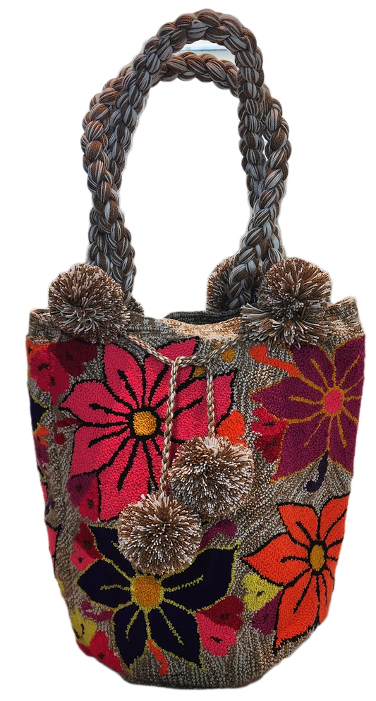 Rebecca Large Short Handle Design PomPom Mochila