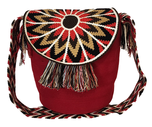 Madalynn Large Handmade Crochet Wayuu Bag with Lid