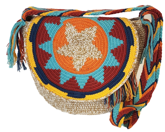 Ava Medium Handmade Crochet Wayuu Bag with Lid