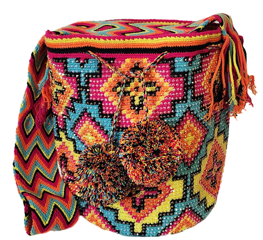 Elisa Handmade Crochet Wayuu Mochila Bag with Crystals