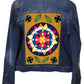 Nathalia Denim Jacket with Handmade Mandala (S) - Wuitusu