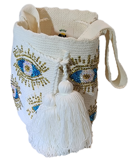 Journey Medium Handmade Wayuu Mochila Bag With Crystals