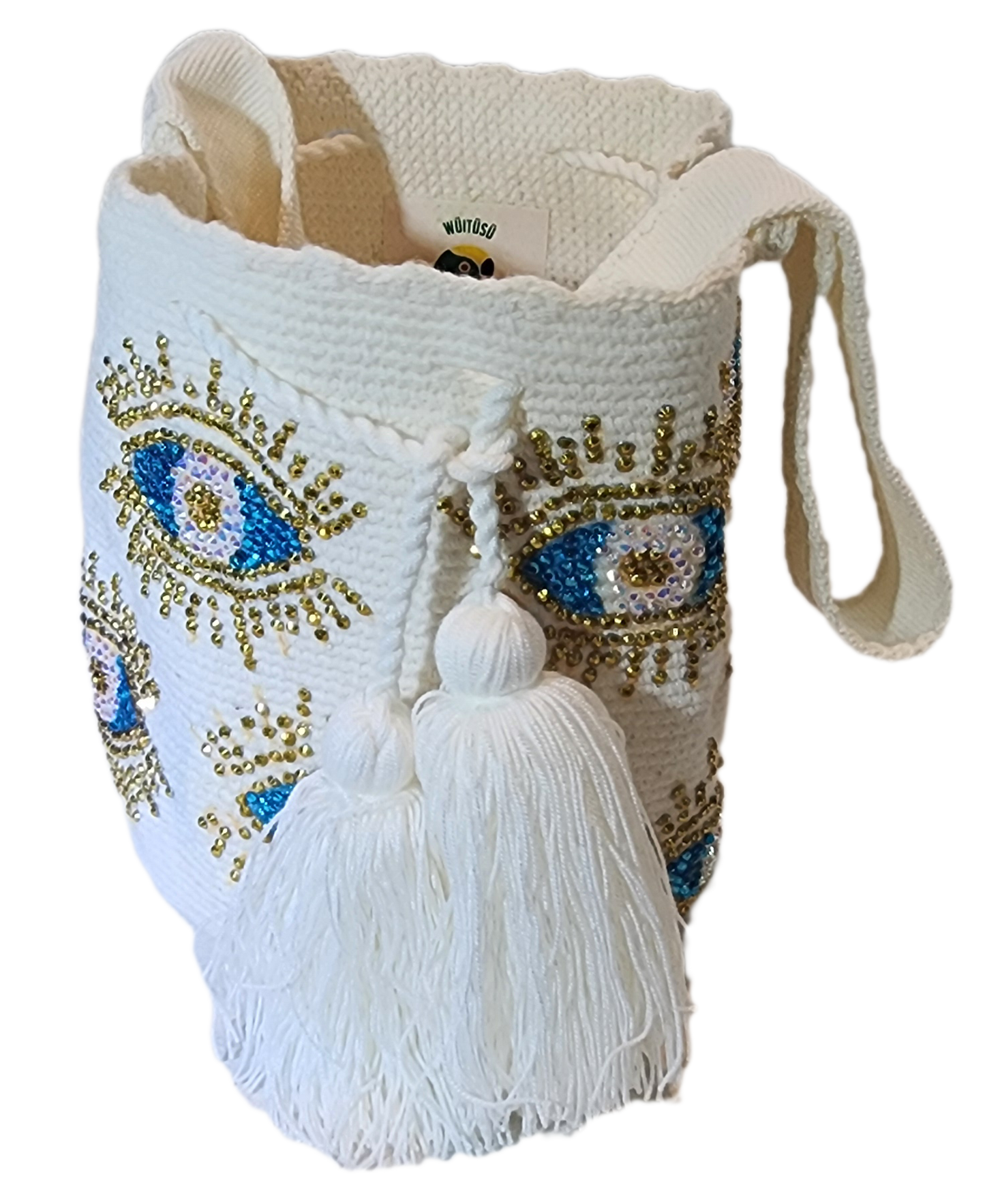 Journey Medium Handmade Wayuu Mochila Bag With Crystals - a perfect gift for her