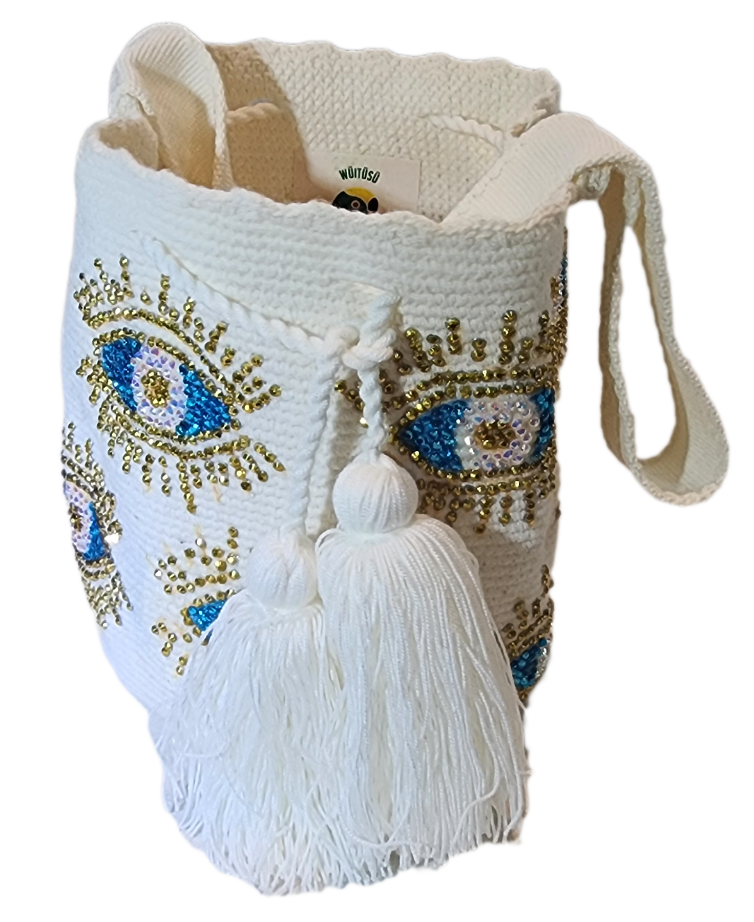 Journey Medium Handmade Wayuu Mochila Bag With Crystals - a perfect gift for her