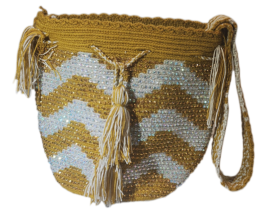 Cali Medium Handmade Wayuu Mochila Bag With Crystals