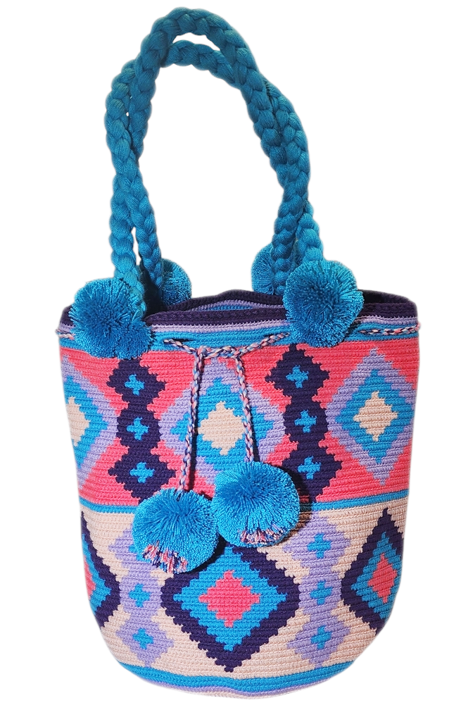 Malia Large Short Handle Design PomPom Mochila - a perfect gift for her