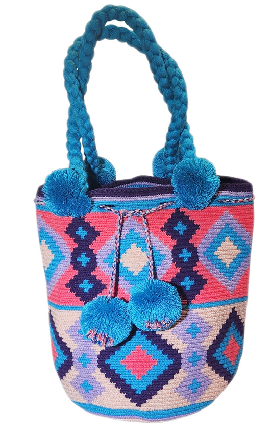 Malia Large Short Handle Design PomPom Mochila