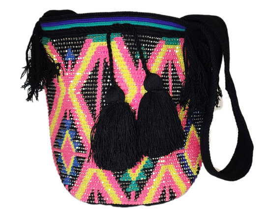 Charlie Handmade Crochet Wayuu Mochila Bag with Crystals