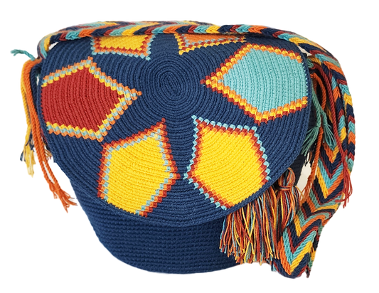 Emma Medium Handmade Crochet Wayuu Bag with Lid