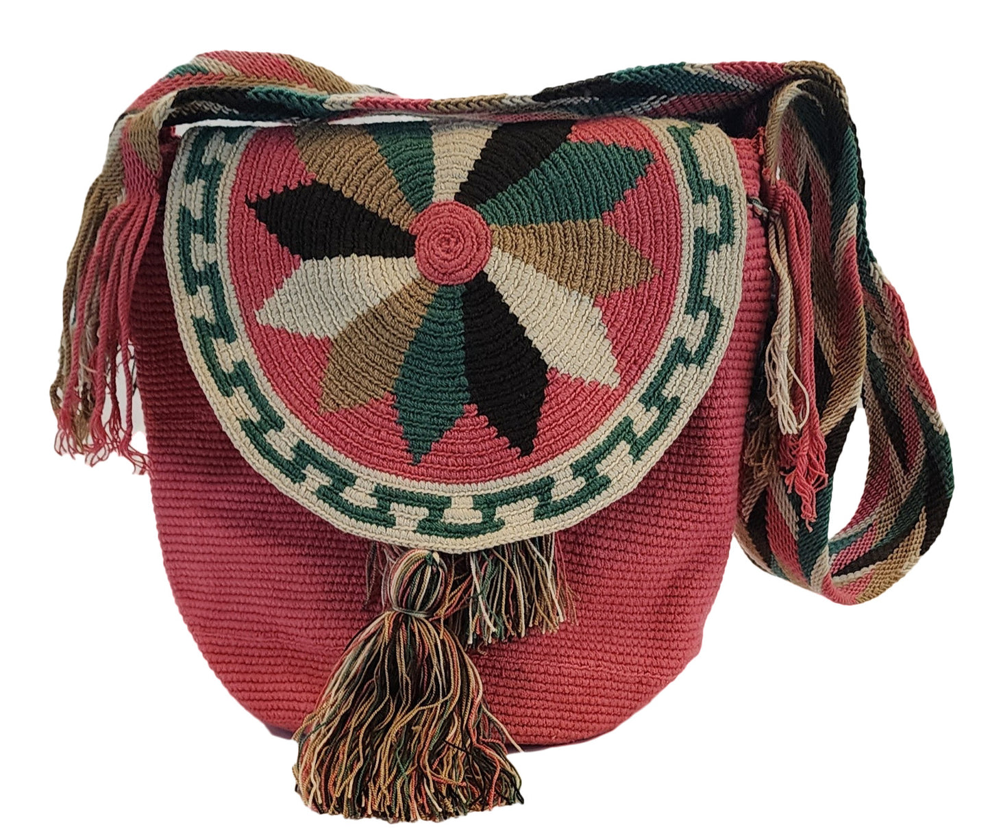 Emmalyn Large Handmade Crochet Wayuu Bag with Lid - Wuitusu