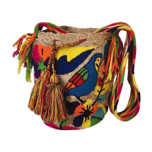 Itzel Large Handmade Punch-needle Wayuu Mochila Bag