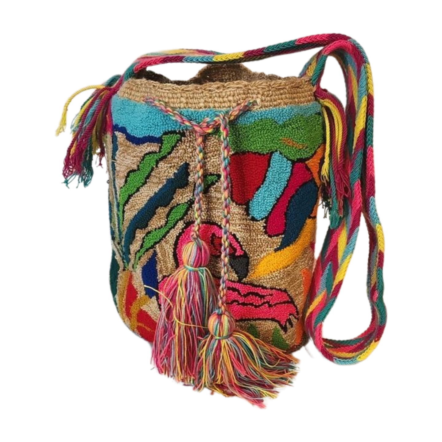 Alanna Large Handmade Punch-needle Wayuu Mochila Bag - Wuitusu