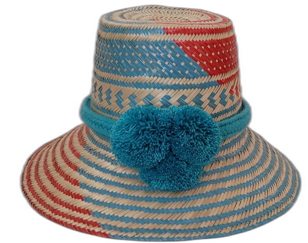 Handmade Boho Wayuu Straw Hat – Mint, Gold Beige, Bohemian 