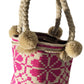 Isla Medium Short Handle Design PomPom Mochila back