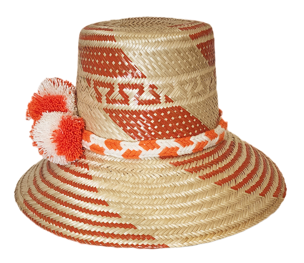 Wayuu top Straw hat with removable pom pom hat band