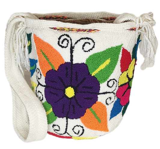 Magnolia medium Handmade Punch-needle Wayuu Mochila Bag