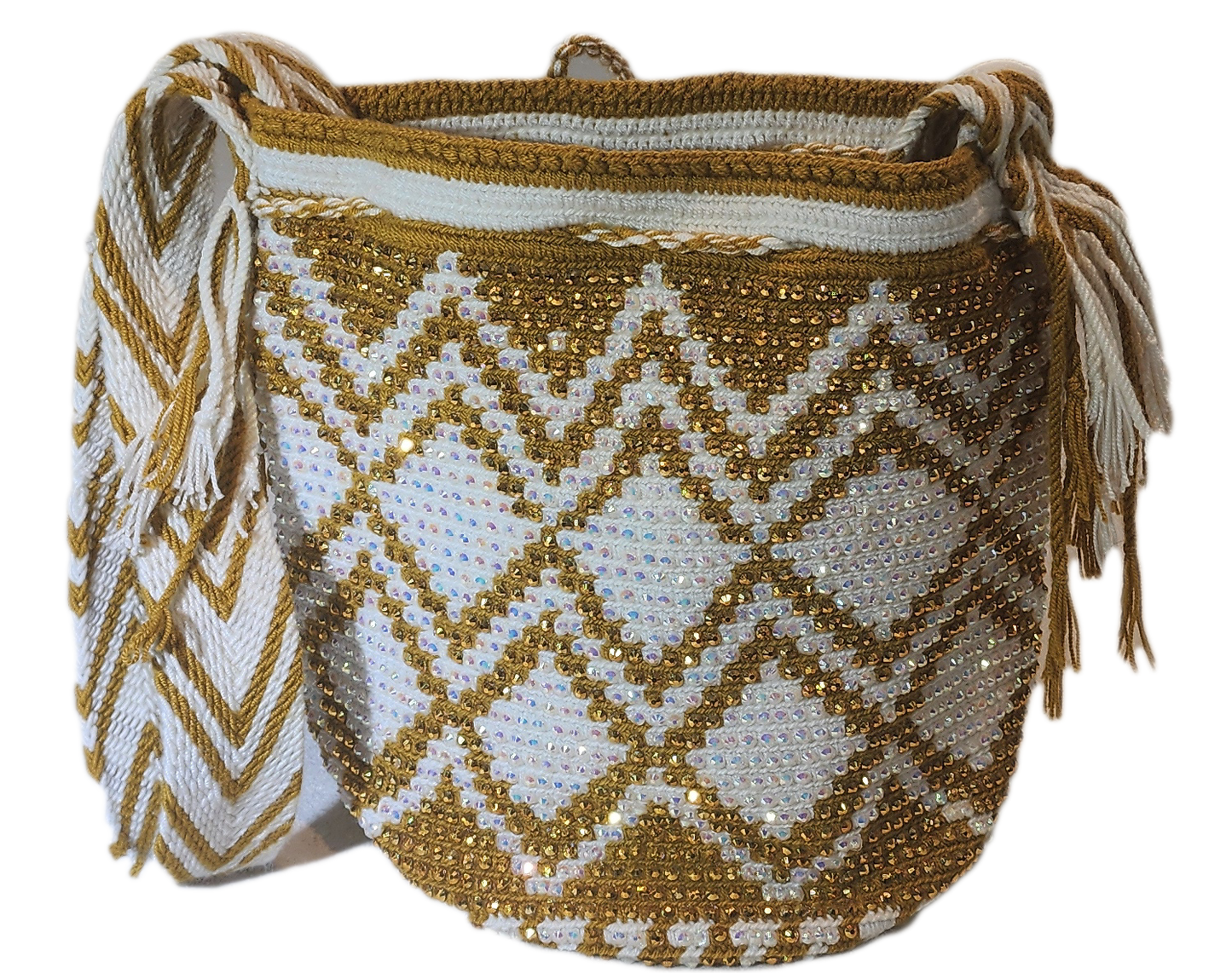 Fiona Medium Handmade Wayuu Mochila Bag With Crystals - a perfect gift for her